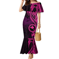 Papua New Guinea Island Mermaid Dress Bird of Paradise with Pink Polynesian Tribal LT9 Women Pink - Polynesian Pride