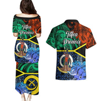 Tafea Day Couples Matching Puletasi Dress and Hawaiian Shirt Vanuatu Sand Drawing With Polynesian Pattern LT9 - Polynesian Pride