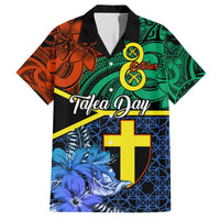 Tafea Day Hawaiian Shirt Vanuatu Sand Drawing With Polynesian Pattern LT9 Blue - Polynesian Pride
