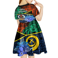 tafea-day-kid-short-sleeve-dress-vanuatu-sand-drawing-with-polynesian-pattern