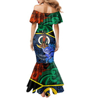 Tafea Day Mermaid Dress Vanuatu Sand Drawing With Polynesian Pattern LT9 - Polynesian Pride