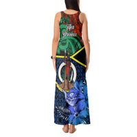 Tafea Day Tank Maxi Dress Vanuatu Sand Drawing With Polynesian Pattern LT9 - Polynesian Pride