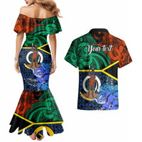Personalised Tafea Day Couples Matching Mermaid Dress and Hawaiian Shirt Vanuatu Sand Drawing With Polynesian Pattern LT9 - Polynesian Pride