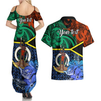 Personalised Tafea Day Couples Matching Summer Maxi Dress and Hawaiian Shirt Vanuatu Sand Drawing With Polynesian Pattern LT9 - Polynesian Pride