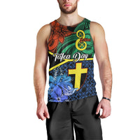 Personalised Tafea Day Men Tank Top Vanuatu Sand Drawing With Polynesian Pattern LT9 - Polynesian Pride
