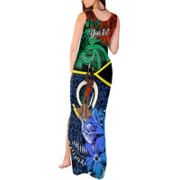 Personalised Tafea Day Tank Maxi Dress Vanuatu Sand Drawing With Polynesian Pattern LT9 - Polynesian Pride