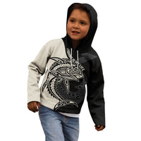 Personalised Polynesia Fishing Kid Hoodie With Maori Hei Matau Fish Hook Gold Art LT9 - Polynesian Pride