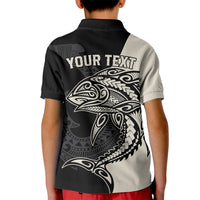 Personalised Polynesia Fishing Kid Polo Shirt With Maori Hei Matau Fish Hook Gold Art LT9 - Polynesian Pride