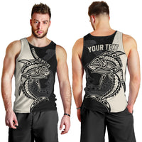 Personalised Polynesia Fishing Men Tank Top With Maori Hei Matau Fish Hook Gold Art LT9 - Polynesian Pride