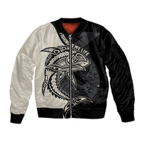 Personalised Polynesia Fishing Sleeve Zip Bomber Jacket With Maori Hei Matau Fish Hook Gold Art LT9 Unisex Gold - Polynesian Pride