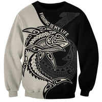 Personalised Polynesia Fishing Sweatshirt With Maori Hei Matau Fish Hook Gold Art LT9 Unisex Gold - Polynesian Pride