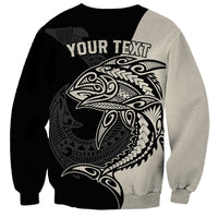 Personalised Polynesia Fishing Sweatshirt With Maori Hei Matau Fish Hook Gold Art LT9 - Polynesian Pride