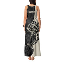 Personalised Polynesia Fishing Tank Maxi Dress With Maori Hei Matau Fish Hook Gold Art LT9 - Polynesian Pride