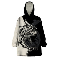 Personalised Polynesia Fishing Wearable Blanket Hoodie With Maori Hei Matau Fish Hook Gold Art LT9 One Size Gold - Polynesian Pride