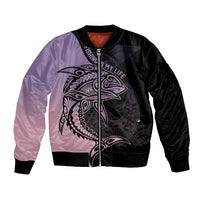 Personalised Polynesia Fishing Bomber Jacket With Maori Hei Matau Fish Hook Pastel Art LT9 Unisex Pastel - Polynesian Pride