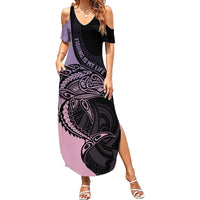 Personalised Polynesia Fishing Summer Maxi Dress With Maori Hei Matau Fish Hook Pastel Art LT9 Women Pastel - Polynesian Pride