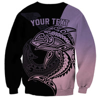 Personalised Polynesia Fishing Sweatshirt With Maori Hei Matau Fish Hook Pastel Art LT9 - Polynesian Pride