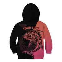 Personalised Polynesia Fishing Kid Hoodie With Maori Hei Matau Fish Hook Pink Art LT9 - Polynesian Pride