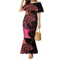 Personalised Polynesia Fishing Mermaid Dress With Maori Hei Matau Fish Hook Pink Art LT9 Women Pink - Polynesian Pride