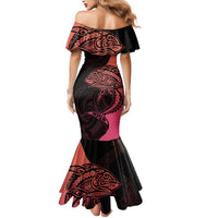 Personalised Polynesia Fishing Mermaid Dress With Maori Hei Matau Fish Hook Pink Art LT9 - Polynesian Pride