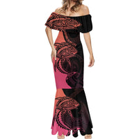 Personalised Polynesia Fishing Mermaid Dress With Maori Hei Matau Fish Hook Pink Art LT9 - Polynesian Pride