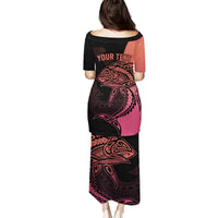 Personalised Polynesia Fishing Puletasi With Maori Hei Matau Fish Hook Pink Art LT9 - Polynesian Pride