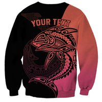 Personalised Polynesia Fishing Sweatshirt With Maori Hei Matau Fish Hook Pink Art LT9 - Polynesian Pride