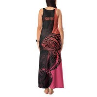 Personalised Polynesia Fishing Tank Maxi Dress With Maori Hei Matau Fish Hook Pink Art LT9 - Polynesian Pride