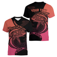 personalised-polynesia-fishing-women-v-neck-t-shirt-with-maori-hei-matau-fish-hook-pink-art