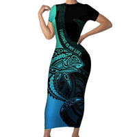 personalised-polynesia-fishing-short-sleeve-bodycon-dress-with-maori-hei-matau-fish-hook-turquoise-art