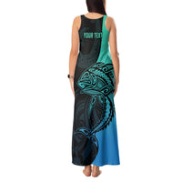 Personalised Polynesia Fishing Tank Maxi Dress With Maori Hei Matau Fish Hook Turquoise Art LT9 - Polynesian Pride