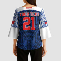 Custom Rugby Toa Samoa Kimono Sleeve Blouse Samoa mo Samoa Island Warrior Pride - Polynesian Pride