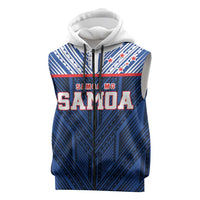 Custom Rugby Toa Samoa Sleeveless Zip Hoodie Samoa mo Samoa Island Warrior Pride LT9 Blue - Polynesian Pride