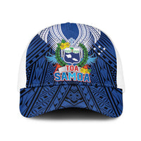 Toa Samoa Rugby Baseball Net Cap Samoa mo Samoa Strength in Tatau LT9 One Size White Blue - Polynesian Pride