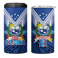Custom Rugby Toa Samoa 4 in 1 Can Cooler Tumbler Samoa mo Samoa Strength in Tatau - Polynesian Pride
