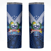 Custom Rugby Toa Samoa Skinny Tumbler Samoa mo Samoa Strength in Tatau - Polynesian Pride