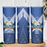 Custom Rugby Toa Samoa Skinny Tumbler Samoa mo Samoa Strength in Tatau - Polynesian Pride