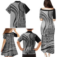 Samoa Siapo Arty Family Matching Puletasi Dress and Hawaiian Shirt Black Style LT9 - Polynesian Pride