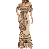 Samoa Siapo Arty Mermaid Dress Brown Style LT9 - Polynesian Pride