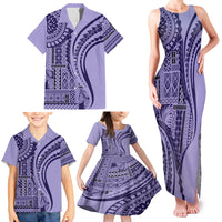 Samoa Siapo Arty Family Matching Tank Maxi Dress and Hawaiian Shirt Purple Style LT9 - Polynesian Pride