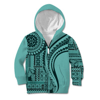 Samoa Siapo Arty Kid Hoodie Turquoise Style LT9 Zip Hoodie Turquoise - Polynesian Pride