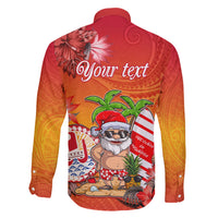 Personalised Wishes in Tahitian Christmas Family Matching Long Sleeve Bodycon Dress and Hawaiian Shirt French Polynesia Santa Beach LT9 - Polynesian Pride