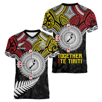 Aotearoa and Niue Mo Te Tiriti Women V-Neck T-Shirt New Zealand Honour The Treaty Ake!Ake!Ake!