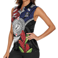 Aotearoa and Samoa Mo Te Tiriti Women Sleeveless Polo Shirt Tangata Moana Stand with Tangata Whenua