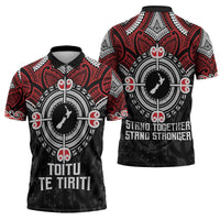 Aotearoa Proud To Be Maori Zipper Polo Shirt New Zealand Fight Together - Polynesian Pride