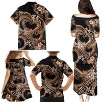 Polynesia Valentines Day Forever In My Heart Tattoo Family Matching Puletasi and Hawaiian Shirt Gold Style LT9 - Polynesian Pride