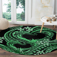Polynesia Valentines Day Forever In My Heart Tattoo Round Carpet Green Style LT9 - Polynesian Pride