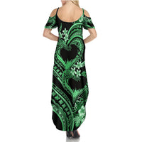 Polynesia Valentines Day Forever In My Heart Tattoo Summer Maxi Dress Green Style LT9 - Polynesian Pride