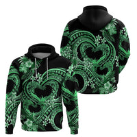 Polynesia Valentines Day Forever In My Heart Tattoo Zip Hoodie Green Style LT9 - Polynesian Pride