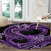 Polynesia Valentines Day Forever In My Heart Tattoo Round Carpet Purple Style LT9 - Polynesian Pride